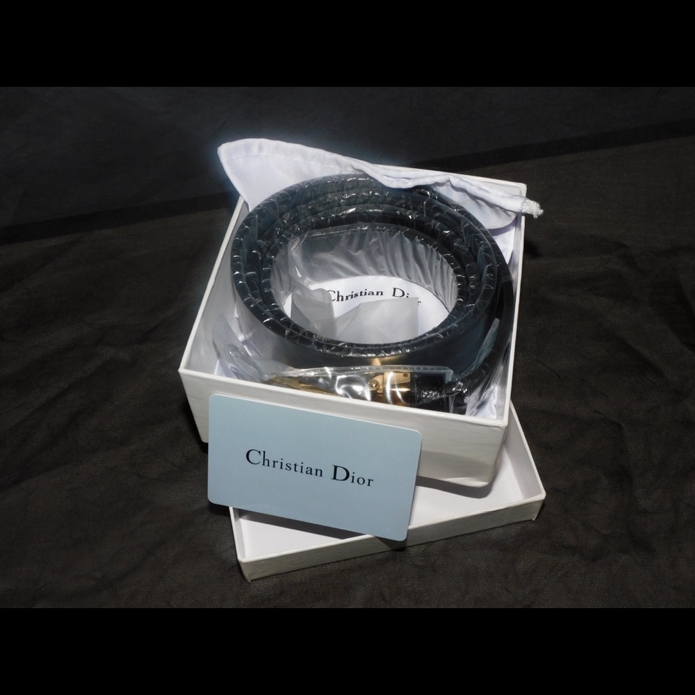 Christian Dior unisex Leather Logo Belt - Picture 3 of 7